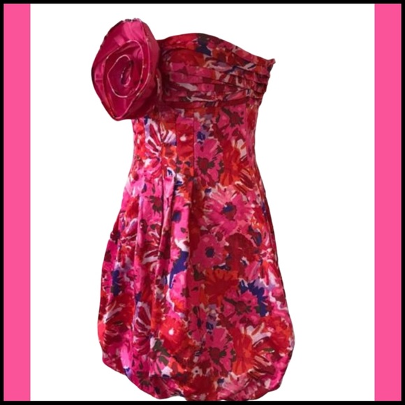 NWT BCBGMAXZRIA BEGONIA COMBO PINK SATEEN DRESS 0 - Picture 4 of 16